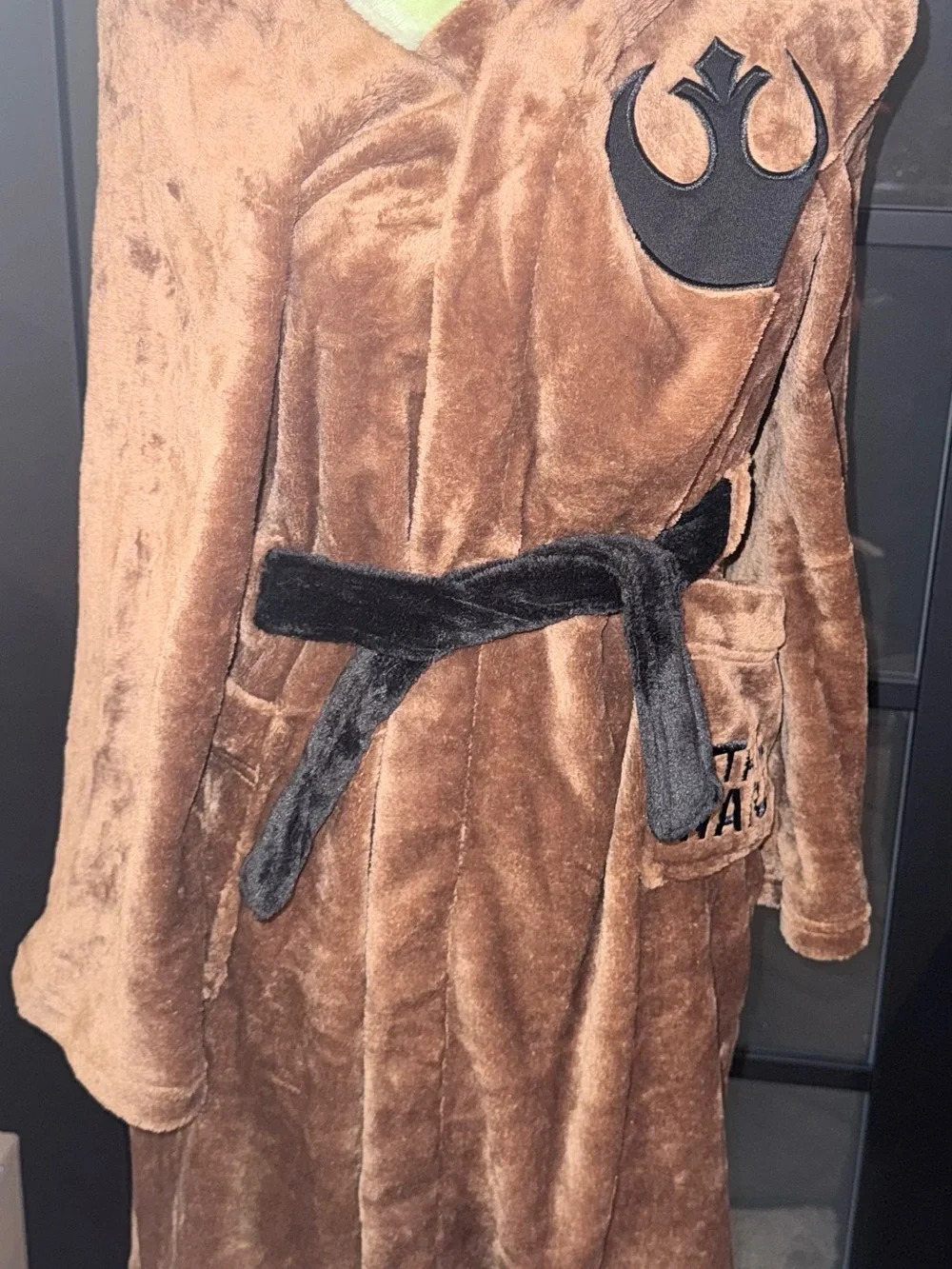 Kids Brown Plush Star Wars-Inspired Robe with Black Tie Belt